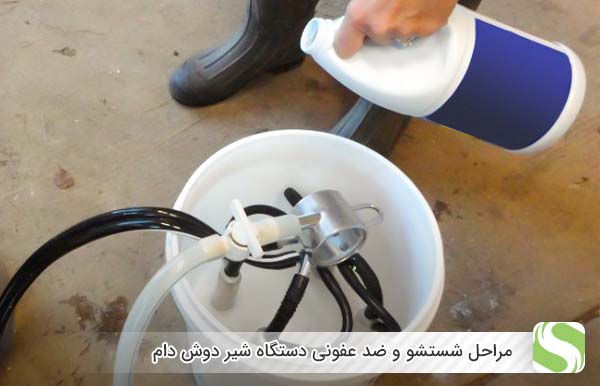 مراحل شستشو و ضد عفونی دستگاه شیر دوش دام